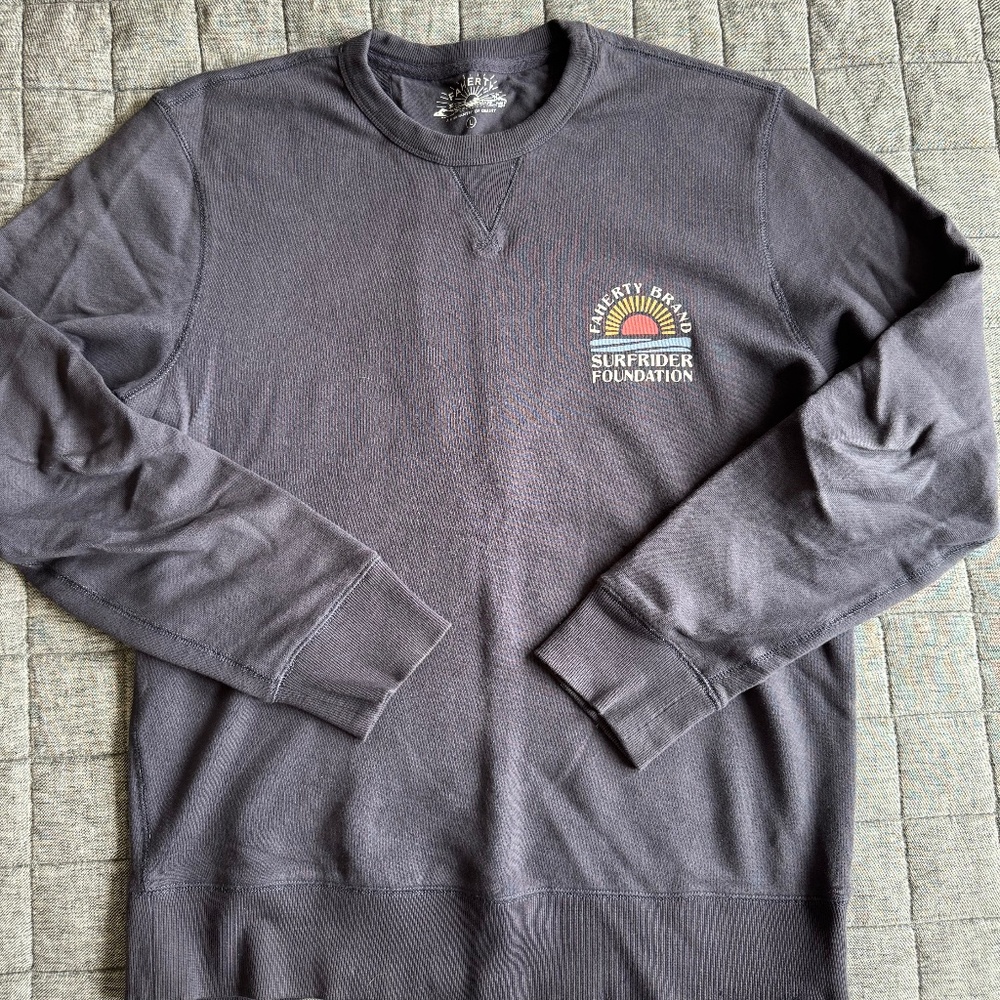 Faherty Surfrider Foundation Pullover Crewneck - Faded Navy Blue - Men's L
